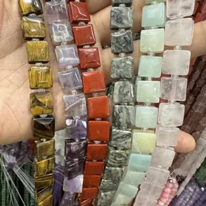 High-quality multi-color square natural stone beads for DIY bracelets and jewelry making crafts