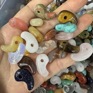 Natural Stone Comma Pendant Magatama Yin Yang Crystal Agate Charms For DIY Necklace Bracelet Making Jewelry Findings Accessories