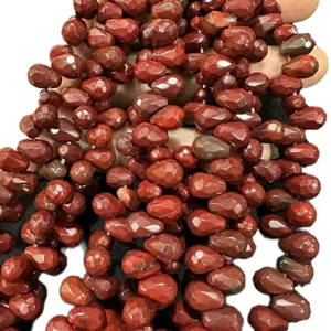Perles en jaspe rouge naturel facetté en forme de goutte pour bijoux et accessoires DIY