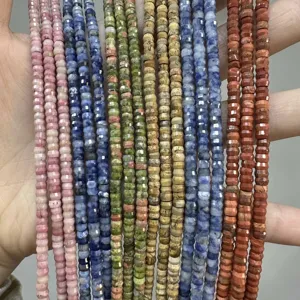 Cuentas de piedra natural facetada 2x4mm en varios colores para creación de joyas DIY