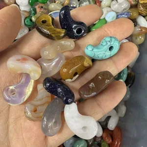 Natural stone and crystal comma-shaped pendants for DIY jewelry making accessories