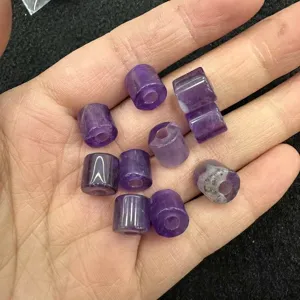 Purple 9x9mm natural stone large hole cylinder beads for DIY necklace bracelet making