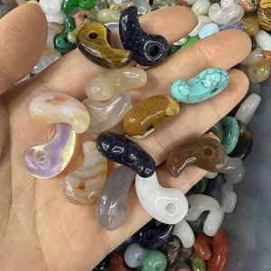 Natural stone comma pendants for DIY jewelry making in various colors