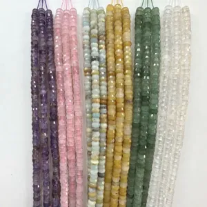 Cuentas rondelle de piedra natural facetada 2x4mm para accesorios de joyería DIY