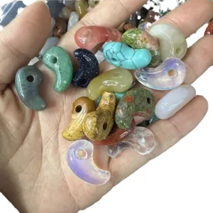 Collection of colorful natural stone magatama comma pendants for DIY jewelry