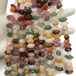 Natural stone hexagonal prism loose beads for DIY handmade necklace and bracelet jewelry