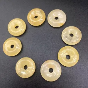 15mm natural yellow agate ping'an kou donut beads for jewelry making accessories