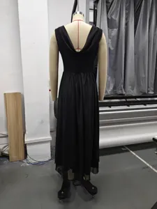 Cowl neck maxi dress for elegant party and vacation, sleeveless black long dress.