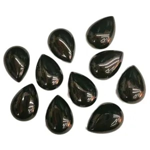 Natürliche schwarze Achat Tropfenform flache Cabochons für die Schmuckherstellung