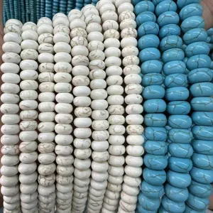 Perles Abaque en Imitation Turquoise et Howlite Blanche Perles Intercalaires Lâches Fournitures de Bijoux pour Bricolage Vêtements Artisanat