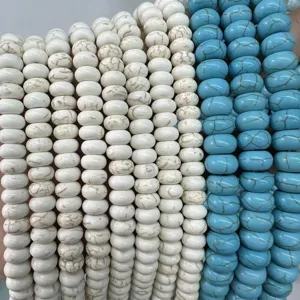 Perles d'abaque en turquoise mongole naturelle et turquoise blanche pour bijoux DIY