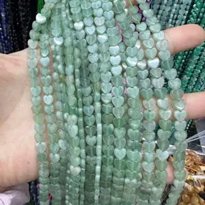 Dettaglio perle in pietra naturale verde a forma di cuore da 6 mm per gioielli fai da te fatti