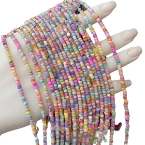 3mm colorful natural shell beads for DIY jewelry making and bracelet accessories.