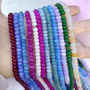Handheld collection of 4x6mm colorful natural stone and agate abacus beads for DIY