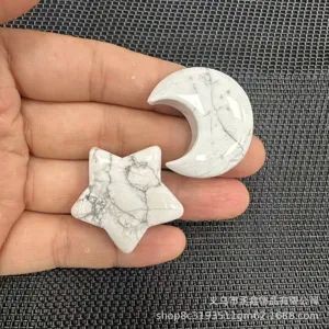 Handpolierter Mond und Stern aus weißem Howlith-Naturstein für DIY-Schmuckherstellung
