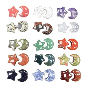 Polierte Naturstein-Stern- und Mondornamente für DIY-Schmuckzubehör, 30x8mm Größe