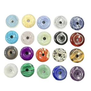20mm natural stone Ping'an buckle donut beads for DIY jewelry making accessories