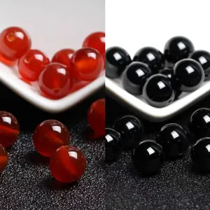 Natural Grade Red Agate Black Agate Round Beads For DIY Jewelry Making Handmade Bracelet Accessories Polished Stone Beads