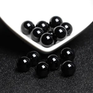 High-gloss natural black agate loose beads for DIY handmade jewelry and weaving accessories