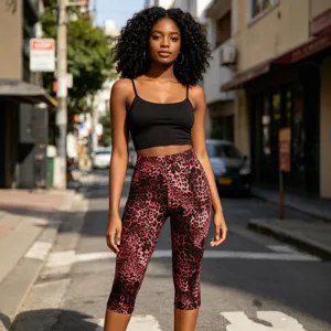 Women's Leopard Print Biker Shorts High Waist Polyester Spandex Slim Fit Five-Point Pants Printed Casual Streetwear Bottoms