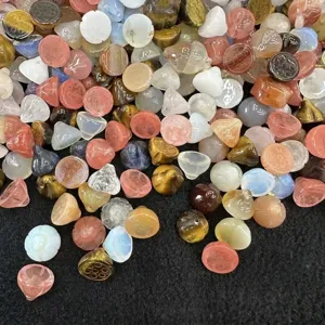12mm Natural Stone Lotus Pod Beads Hand-Carved Gemstone Buttons For Handmade DIY Jewelry Clothing Accessories Craft Supplies