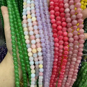 Close-up of vibrant 8mm colorful natural stone round beads for DIY jewelry making