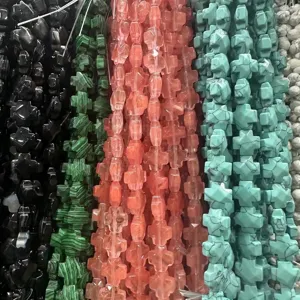 Pierre Naturelle Facettée Croix Perles Agate Oeil De Tigre Quartz En Forme De Croix Perles En Vrac Pour Bricolage Bijoux