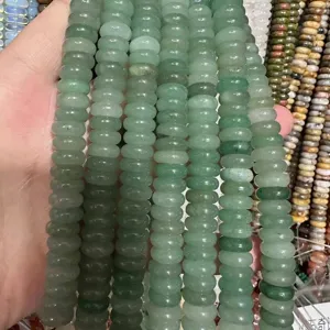 Green natural stone abacus beads for DIY bracelet jewelry making