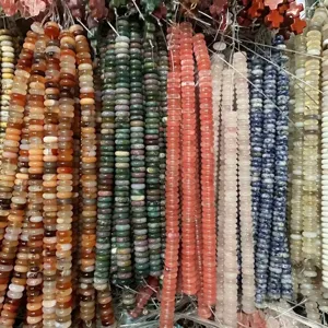 Assorted 4x10mm natural stone rondelle beads for DIY necklace and bracelet jewelry making