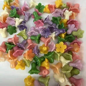 Various colorful shell powder trumpet flower shaped beads for DIY jewelry craft making