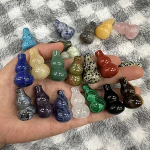 Naturstein Kristall Wu Lou Anhänger Flaschenkürbis Form Poliert DIY Halskette Zubehör Heilkristall Stein Schmuck Anhänger Ornament
