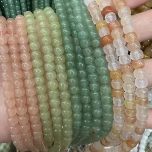 Various 6-10mm natural stone barrel beads for DIY bracelet and necklace jewelry crafts