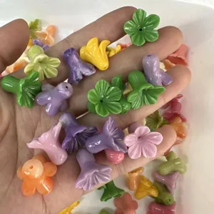 Assorted colorful trumpet flower shaped beads for DIY jewelry making and hair accessories