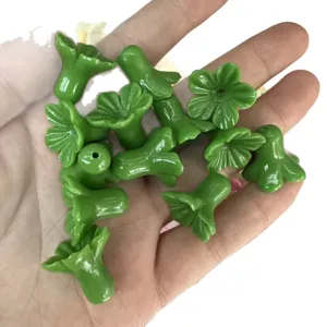 Handheld green shell powder trumpet flower loose beads for DIY hair jewelry accessories