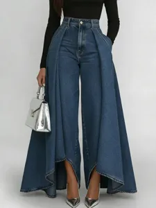 High-Waist Jeans mit weitem Bein und dramatischen Seitenteilen für einen schicken Look.