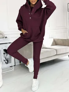 Women 3 Piece Lounge Set Hooded Sweatshirt Ribbed Leggings Fall Casual Sport Outfit
