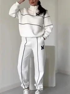 Women Casual Zip Up Hoodie And Jogger Pants Set Long Sleeve Solid Color Sweatshirt Two Piece Tracksuit Athletic Outfits