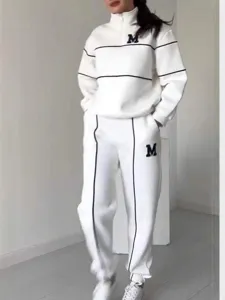 Women zip up sweatshirt sweatpants set casual sportswear tracksuit activewear outfit