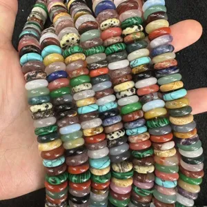 Close-up of colorful natural stone agate and crystal spacer beads for DIY jewelry