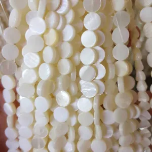 Natural Freshwater Mother of Pearl Shell Round Flat Disc Beads For DIY Jewelry Making Hairpin Clothing Decoration Accessories