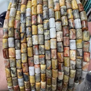 Natural agate stone cylinder beads for DIY jewelry making detail view