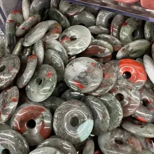 Bulk 25mm natural bloodstone agate Bi disc pendants for DIY jewelry making accessories