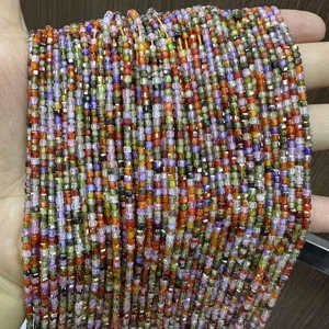 Detailed view of multi-colored faceted square zircon beads for DIY jewelry crafting