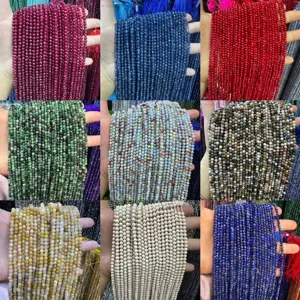 Collection of various colored faceted natural stone beads for DIY jewelry making
