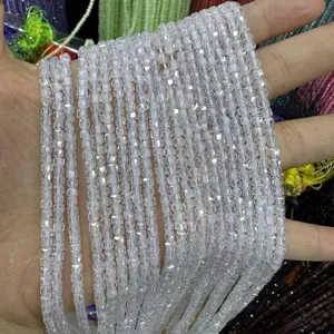 Faceted clear zircon square beads for DIY jewelry making accessories and crafts