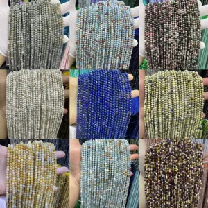 Grid view of multi-color faceted natural stone beads for DIY jewelry accessories