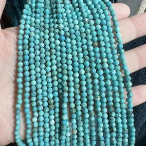 Macro detail of faceted sky blue natural stone beads for DIY jewelry making accessories