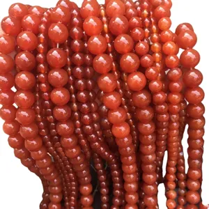 Perline sfuse tonde in agata rossa naturale per fai da te