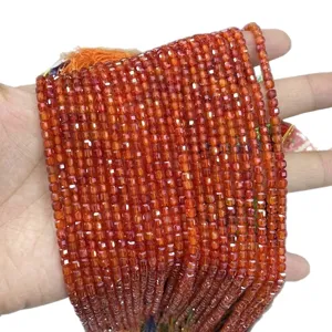 Faceted square orange zircon stone loose beads strands for DIY jewelry craft making