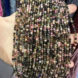 Macro view of faceted natural stone beads for DIY necklace and bracelet jewelry making.